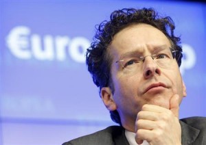 Eurogroup President Dijsselbloem attends a news conference after a Eurogroup meeting in Brussels